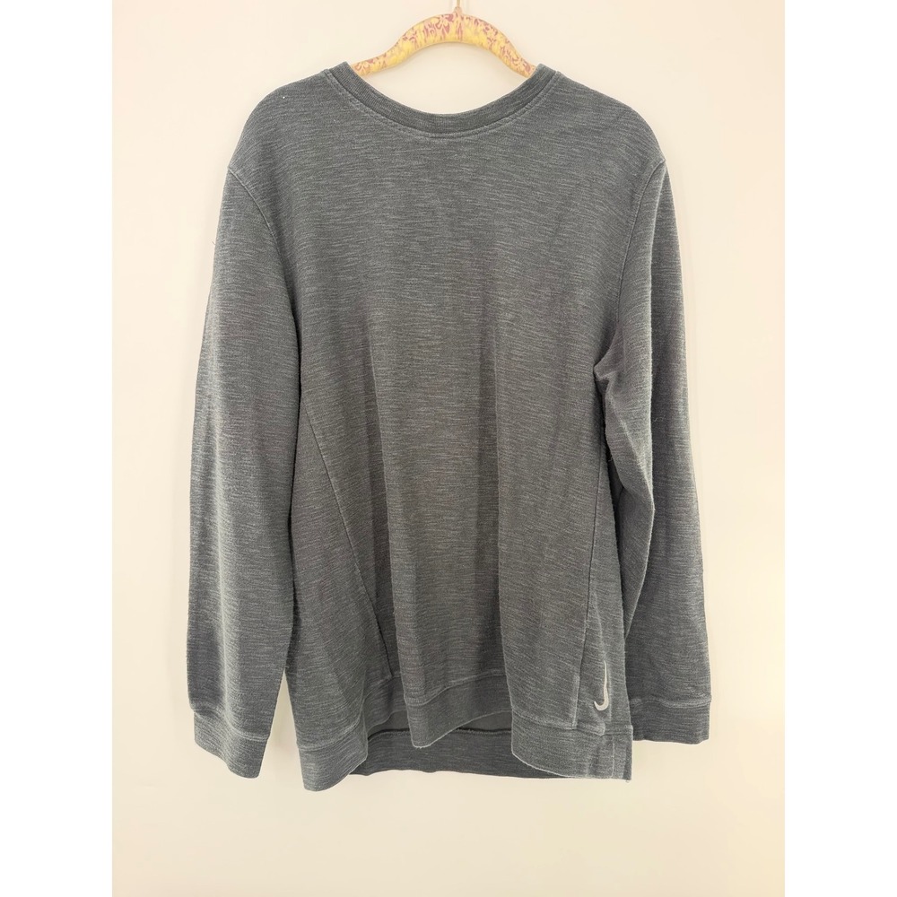 Nike Yoga Dri-FIT Men Charcoal Gray Heather Slub Knit Crewneck Sweatshirt L